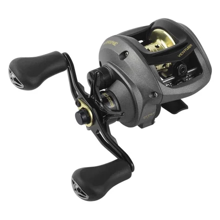 Carretilha Marine Sports New Ventura VT10 de perfil baixo, em preto, vista de lado